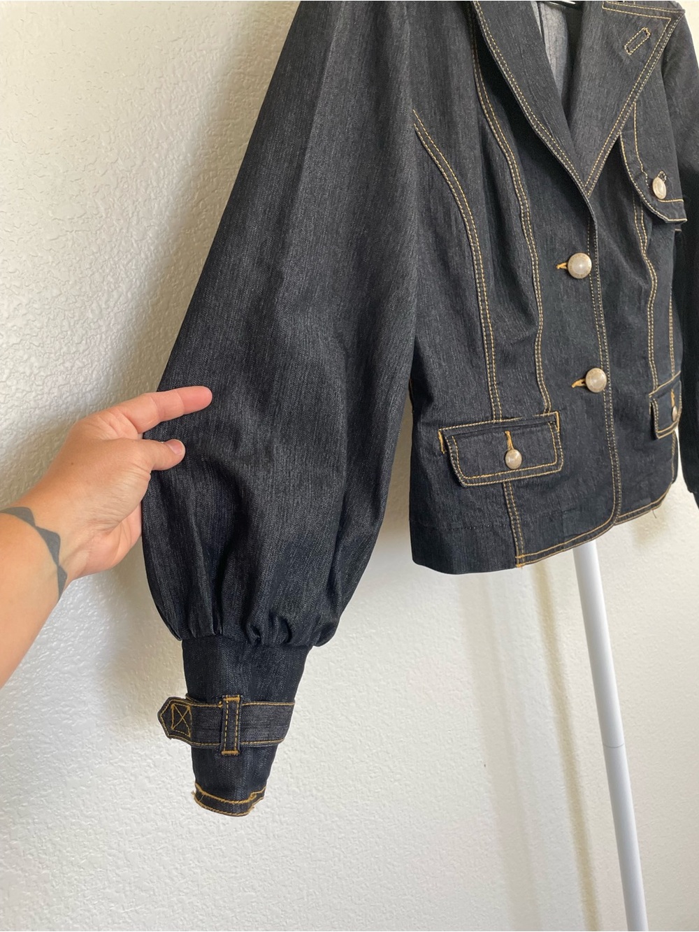 Bisou Bisou Dark Wash Denim Blazer Jacket Medium - Picture 4 of 4